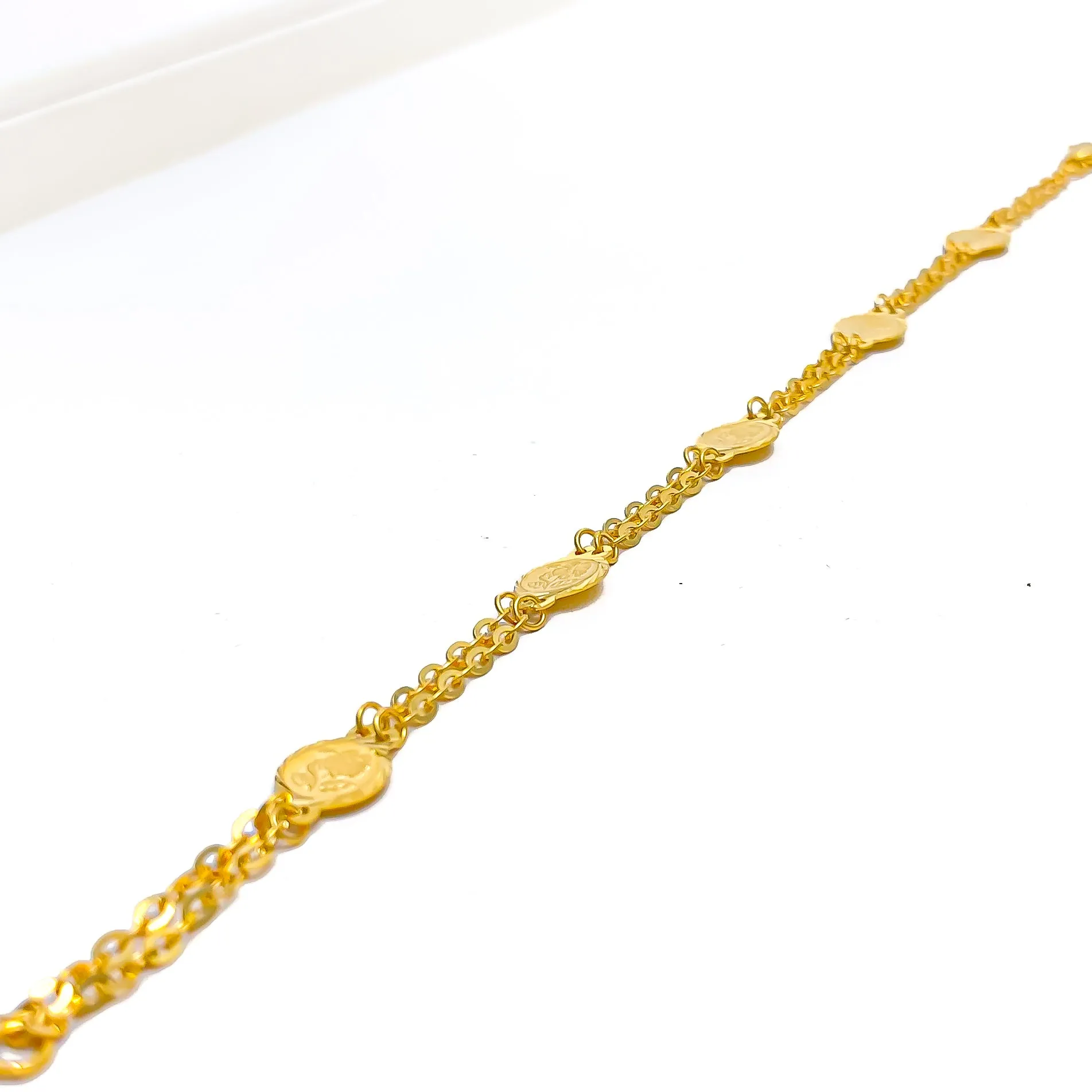 Alternating Dual Chain 22k Gold Coin Bracelet