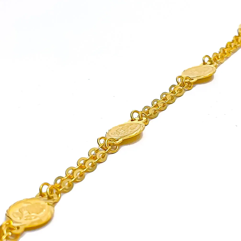 Alternating Dual Chain 22k Gold Coin Bracelet