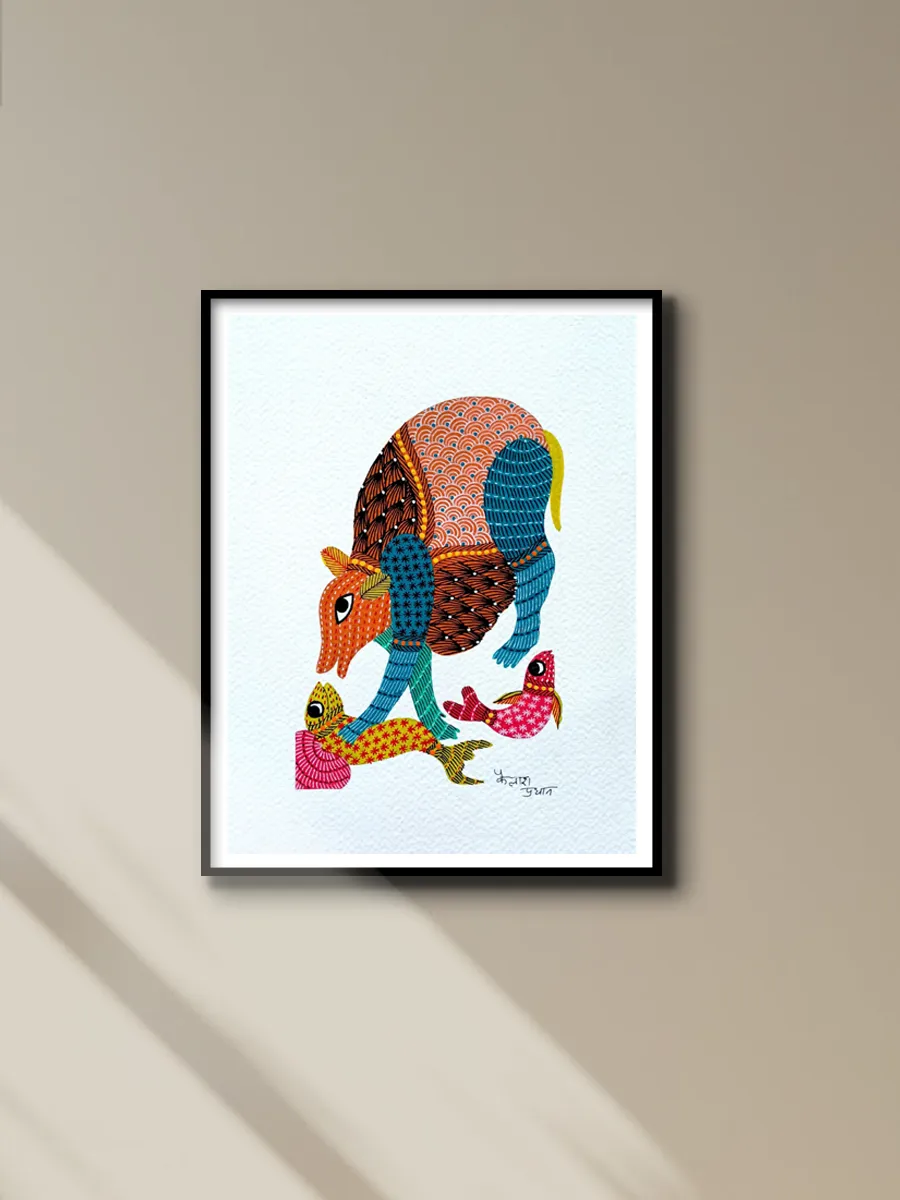 Animals in Gond Art Painting by Kailash Pradhan