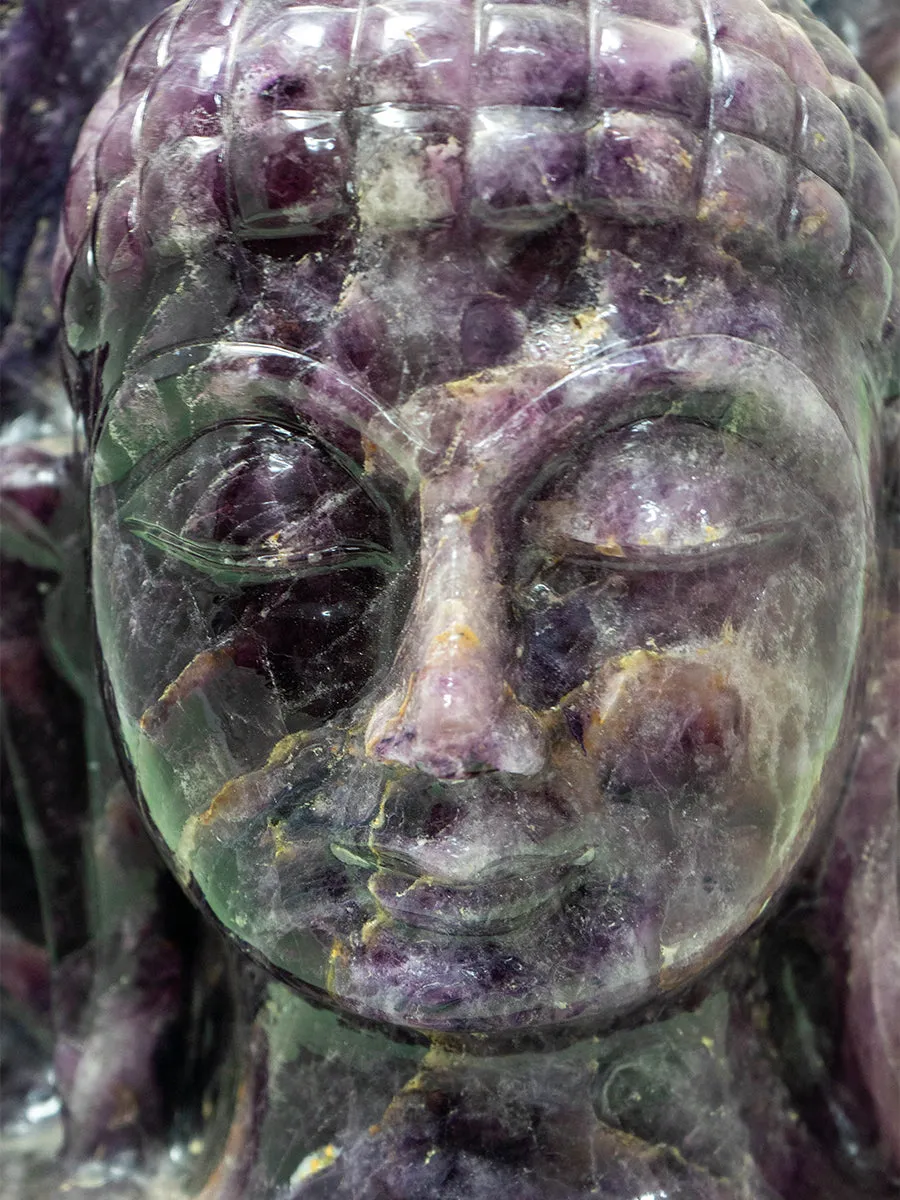 Awakening Grace: Purple Fluorite Carving of Buddha by Prithvi Kumawat