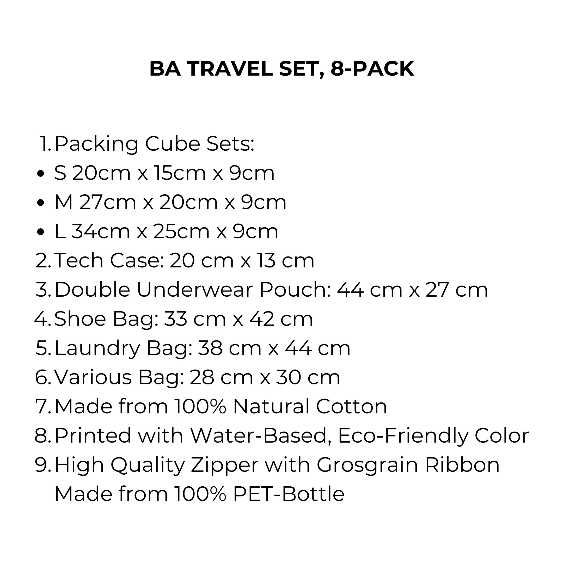 BA Travel Set, 8-pack Black