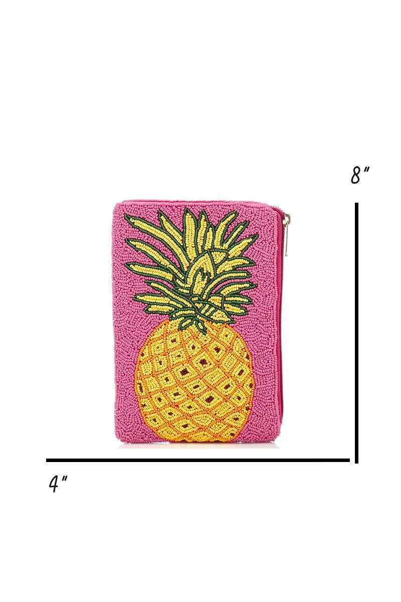 Bag016 Pineapple Beaded Crossbody Pink