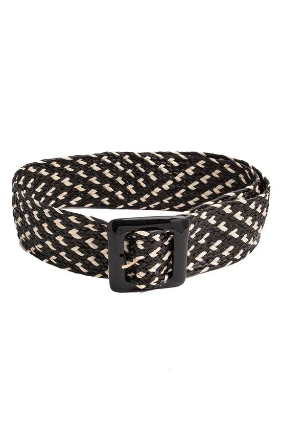 Belt011 Black White Weave Belt