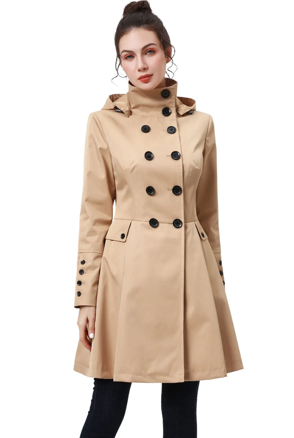 BGSD Women Kayla Waterproof Hooded Mid Length Trench Coat