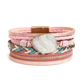 'Birralee' Charm Cuff Bracelet - pink