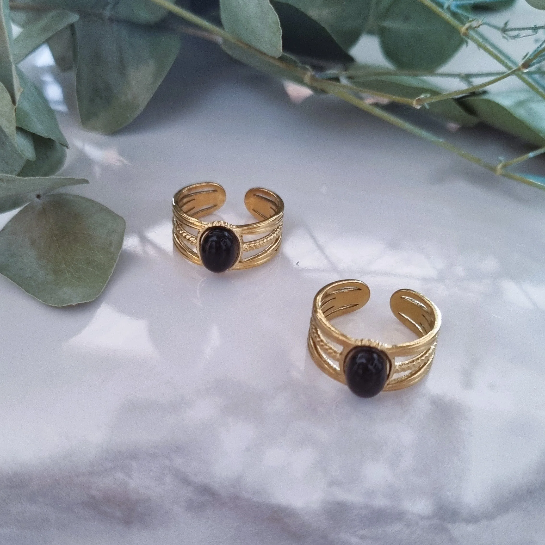 Black stone rings