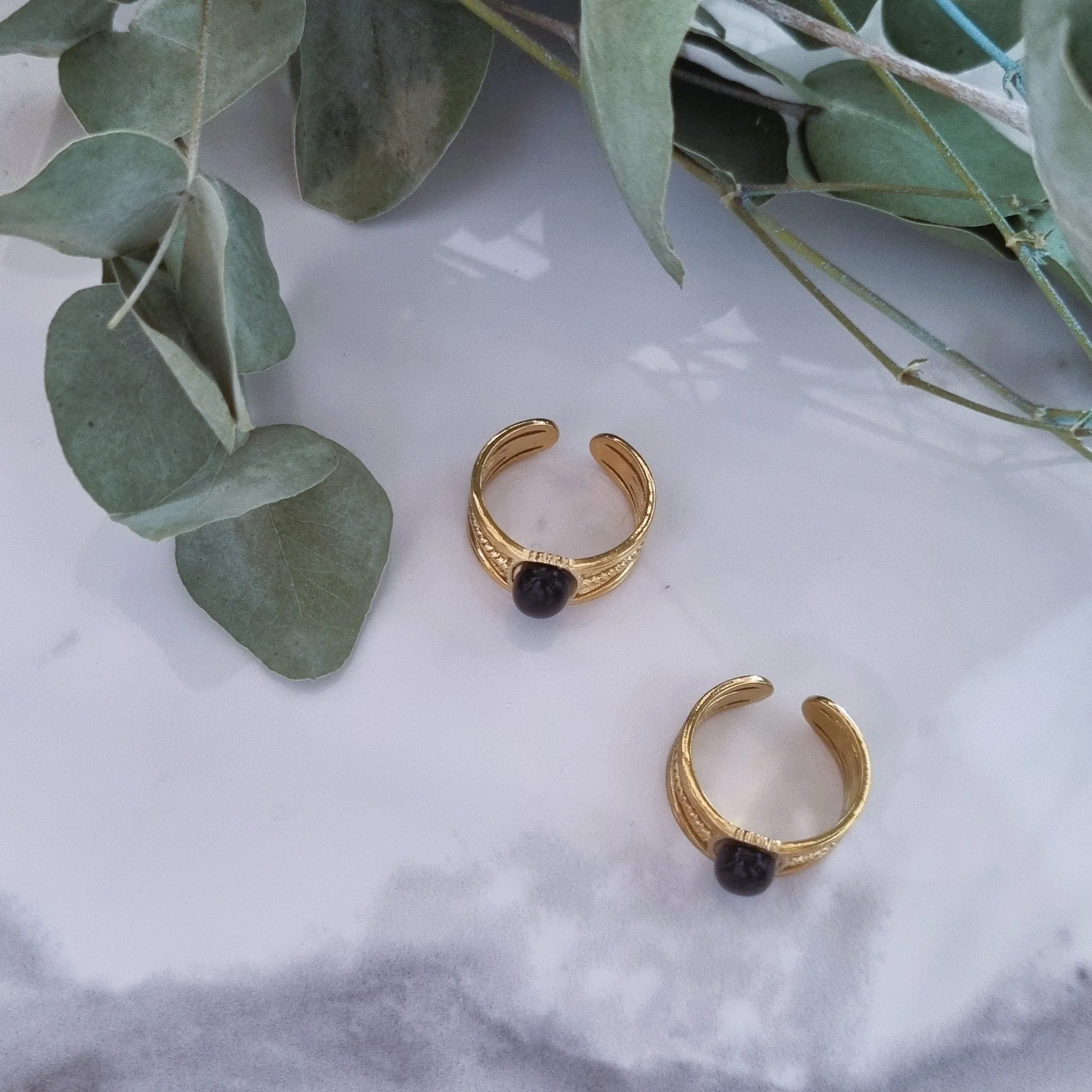 Black stone rings