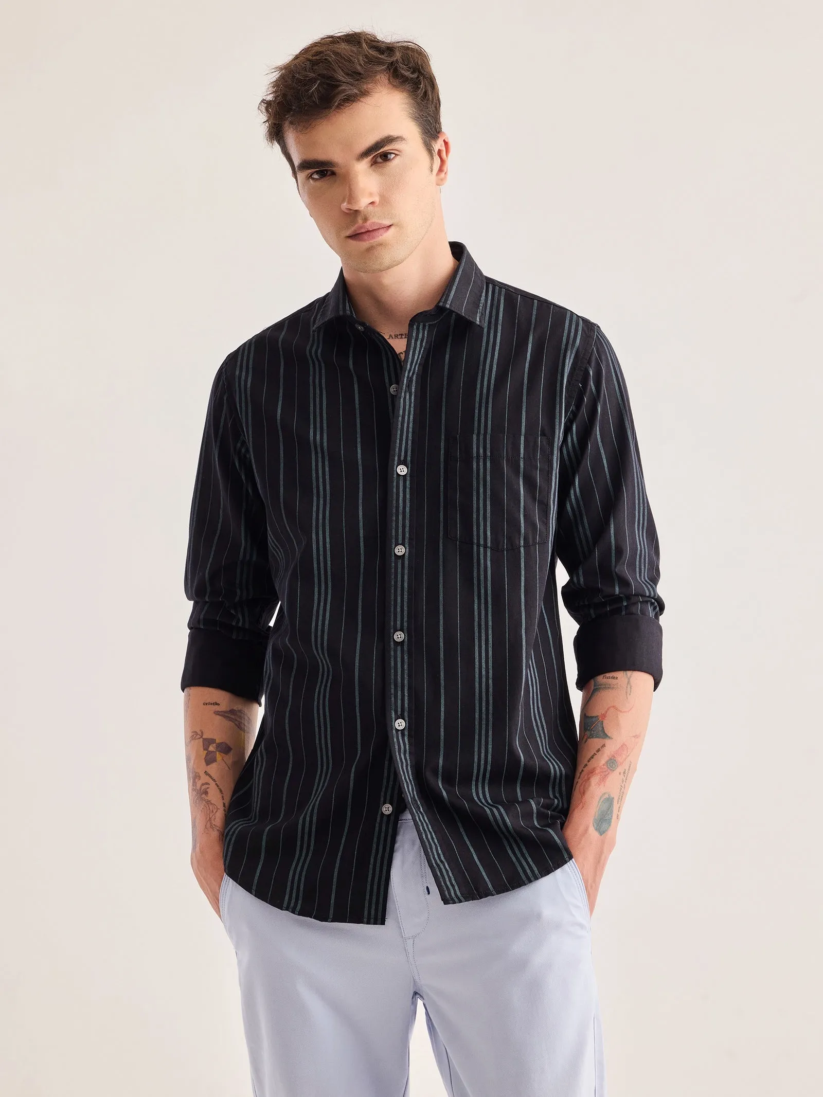 Black Striped Shirt