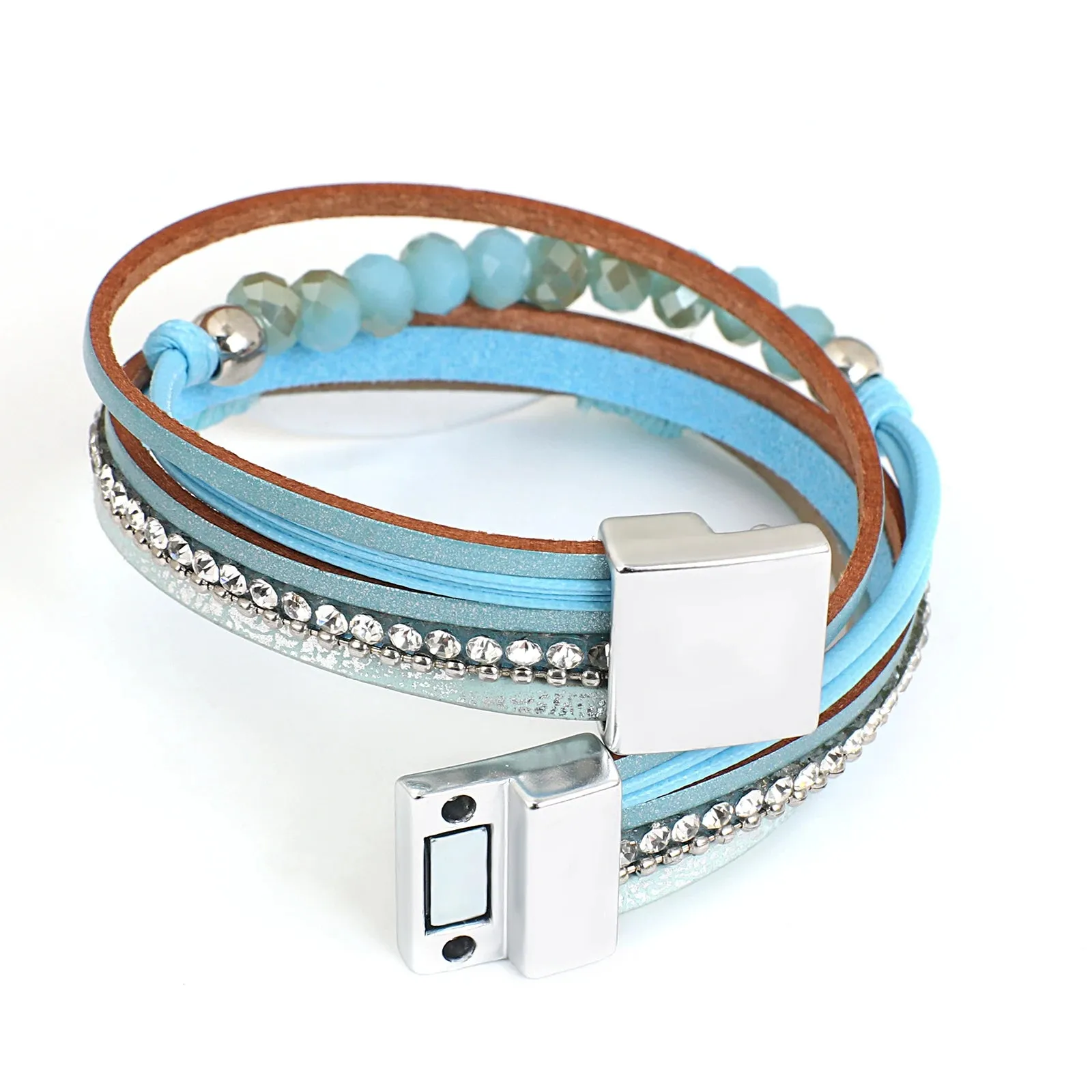 'Blessed' Charm Cuff Bracelet - blue