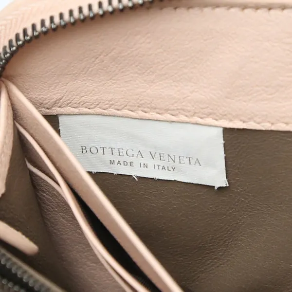 BOTTEGAVENETA Long Wallet Purse 114076v001n leather pink Zip Around INTRECCIATO Mesh Eleven Women Used Authentic