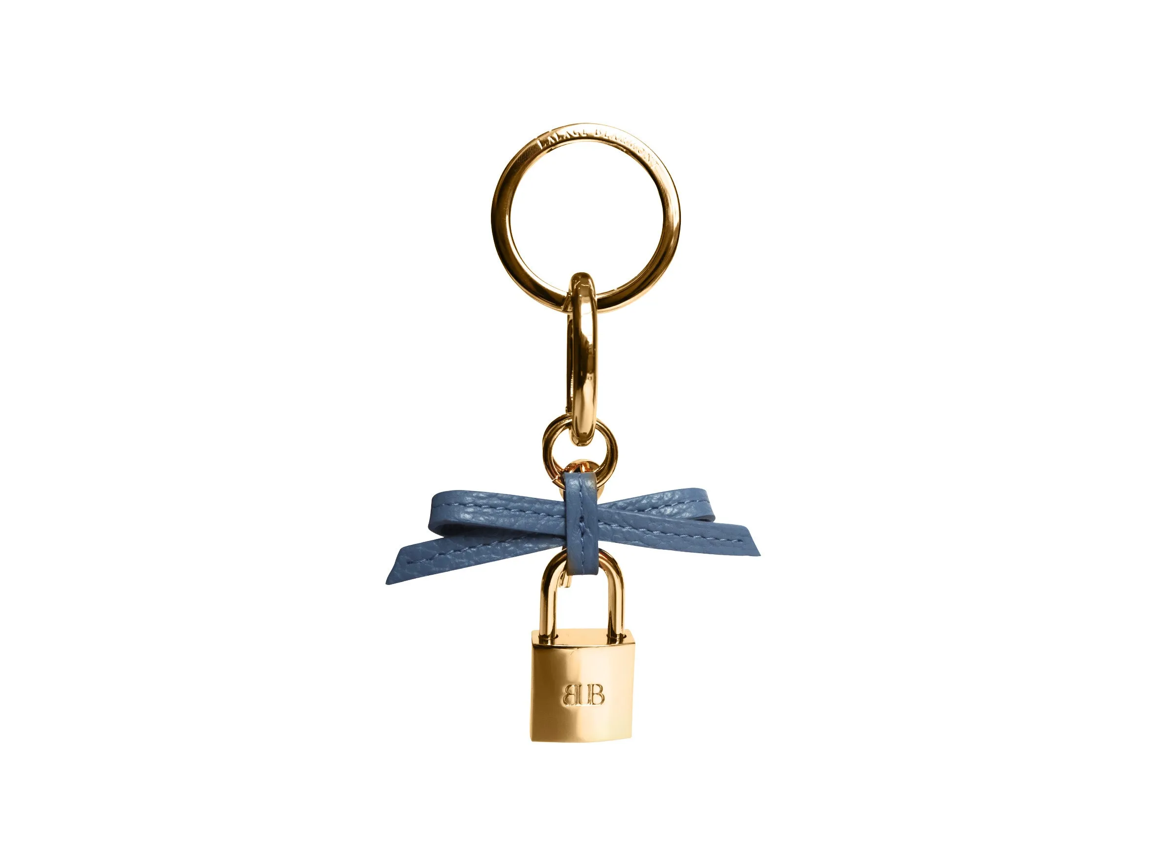 Bow and Padlock Keyring/Bag Charm - Caribou Soft Grainy Print - Bluebell