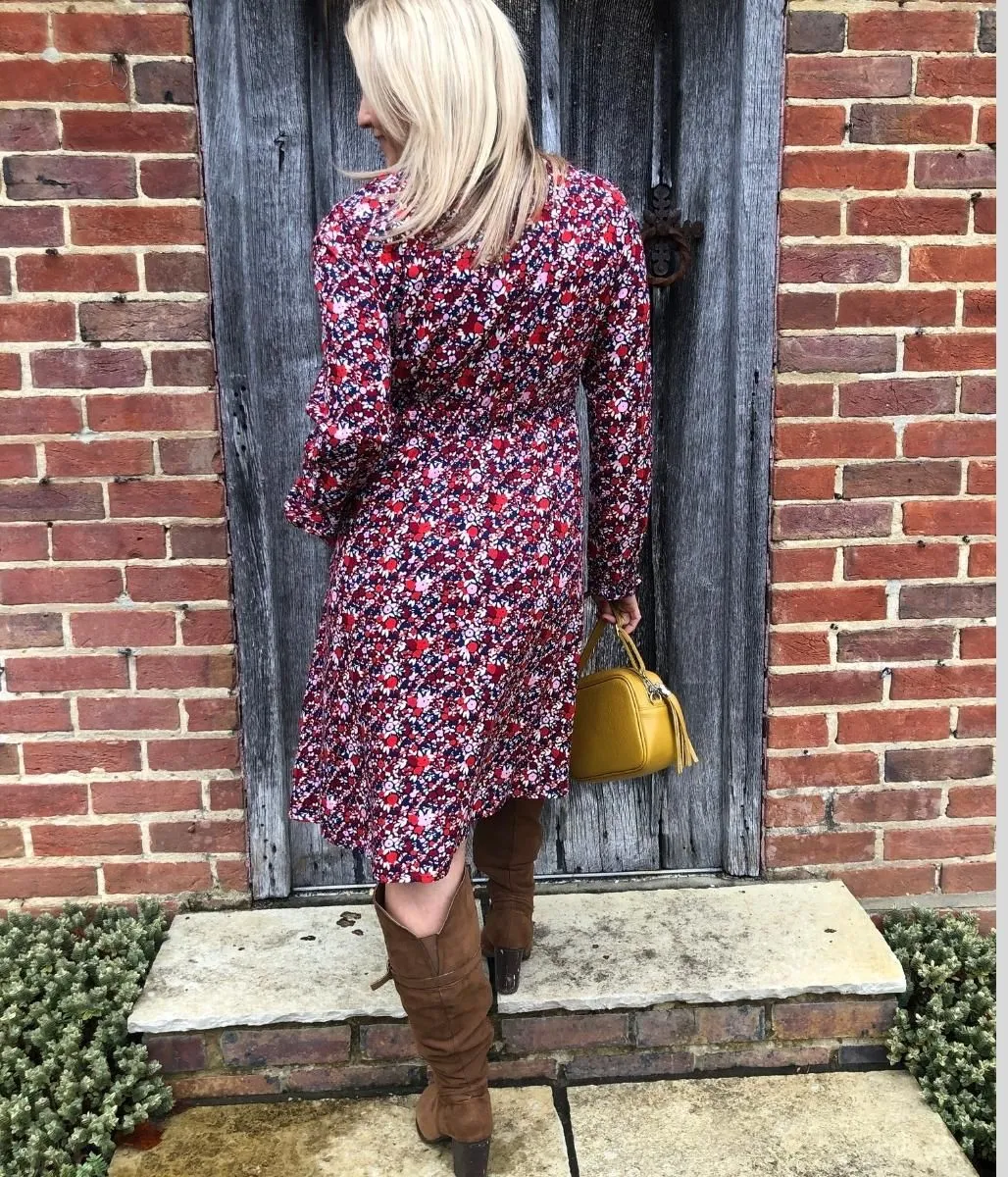 Brakeburn Mixed Berry Floral Wrap Dress