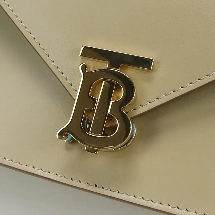 BURBERRY Clutch bag TB logo Second bag leather beige Women