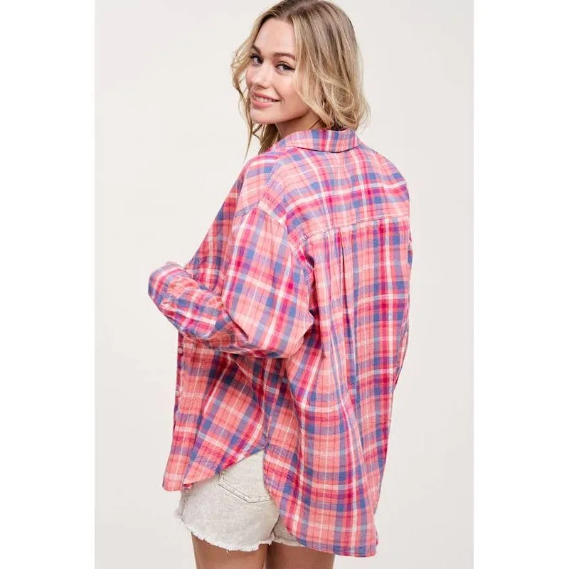 Button Down Spring Summer Plaid Shirts