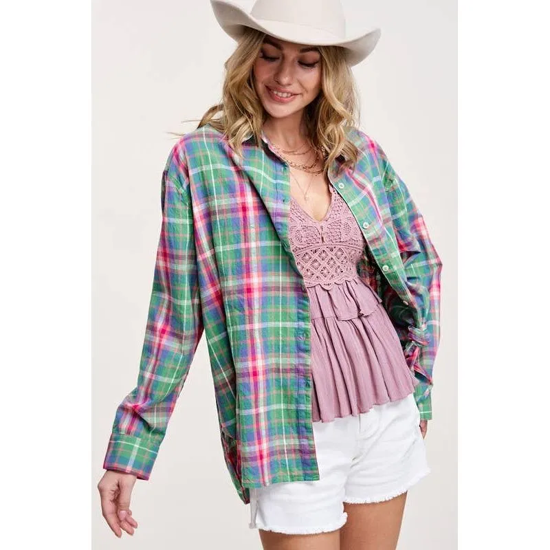 Button Down Spring Summer Plaid Shirts