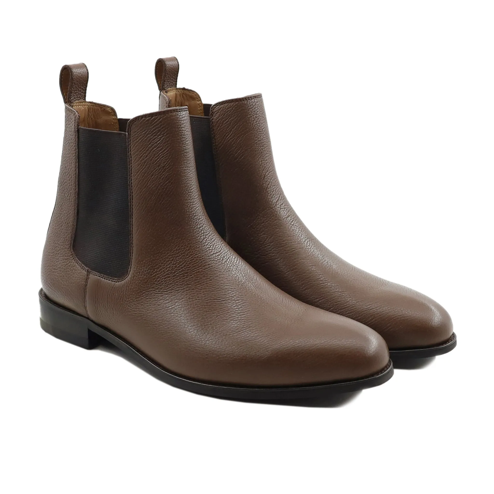 Camellia - Men's Brown Pebble Grain Chelsea Boot