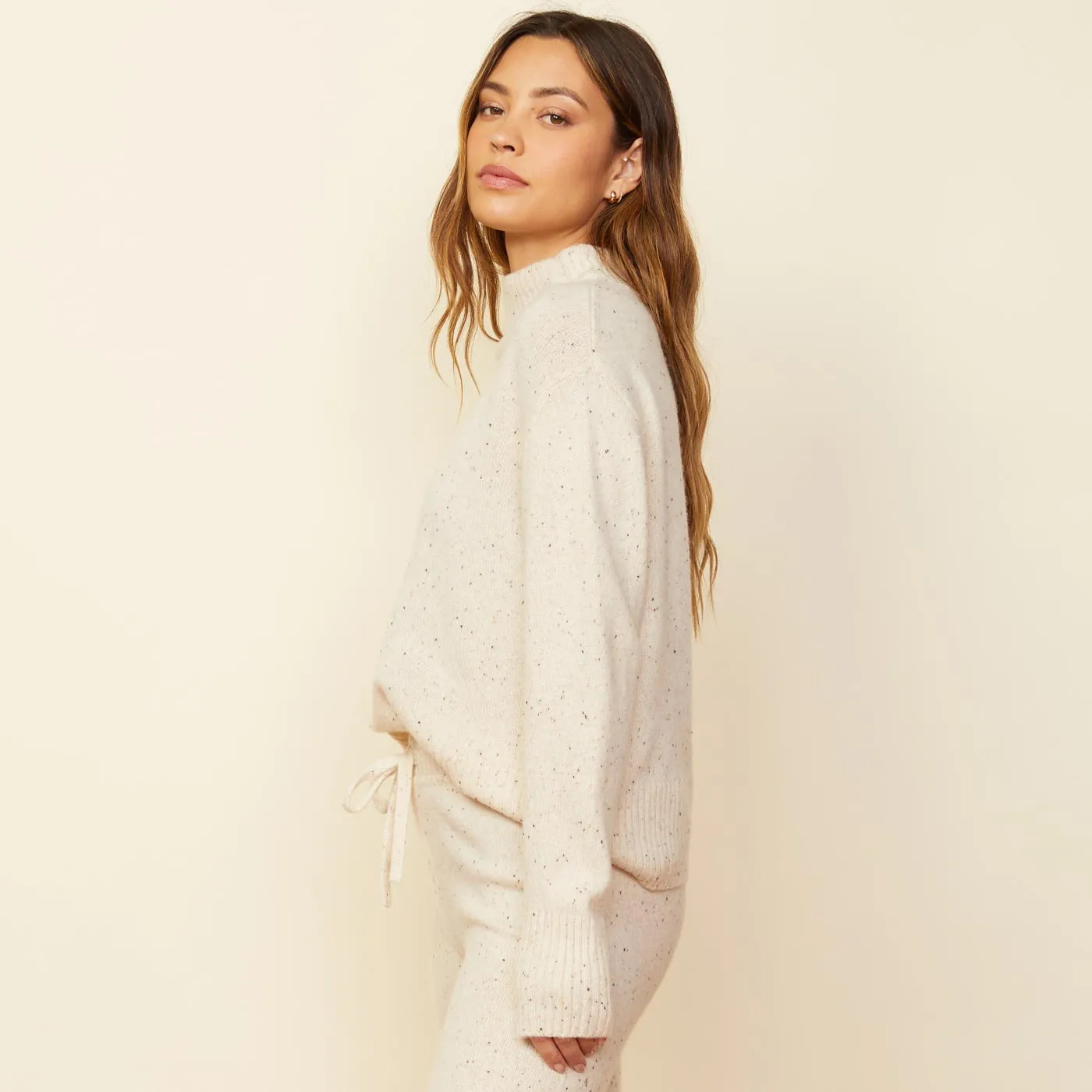 Cashmere Neps Mock Neck Sweatshirt