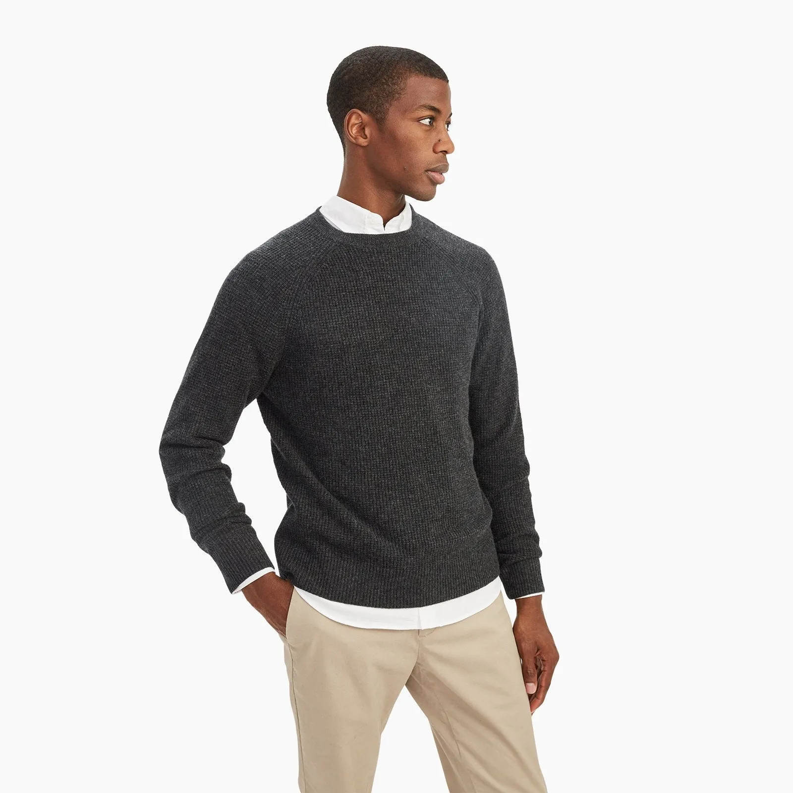 Cashmere Waffle Crewneck Sweater