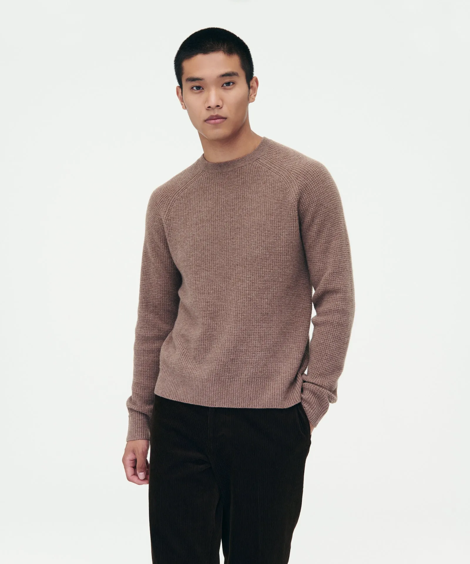 Cashmere Waffle Crewneck Sweater