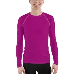 Casual Chic: Men's Solid Color Long Sleeve Rash Guard - Vivid Purple