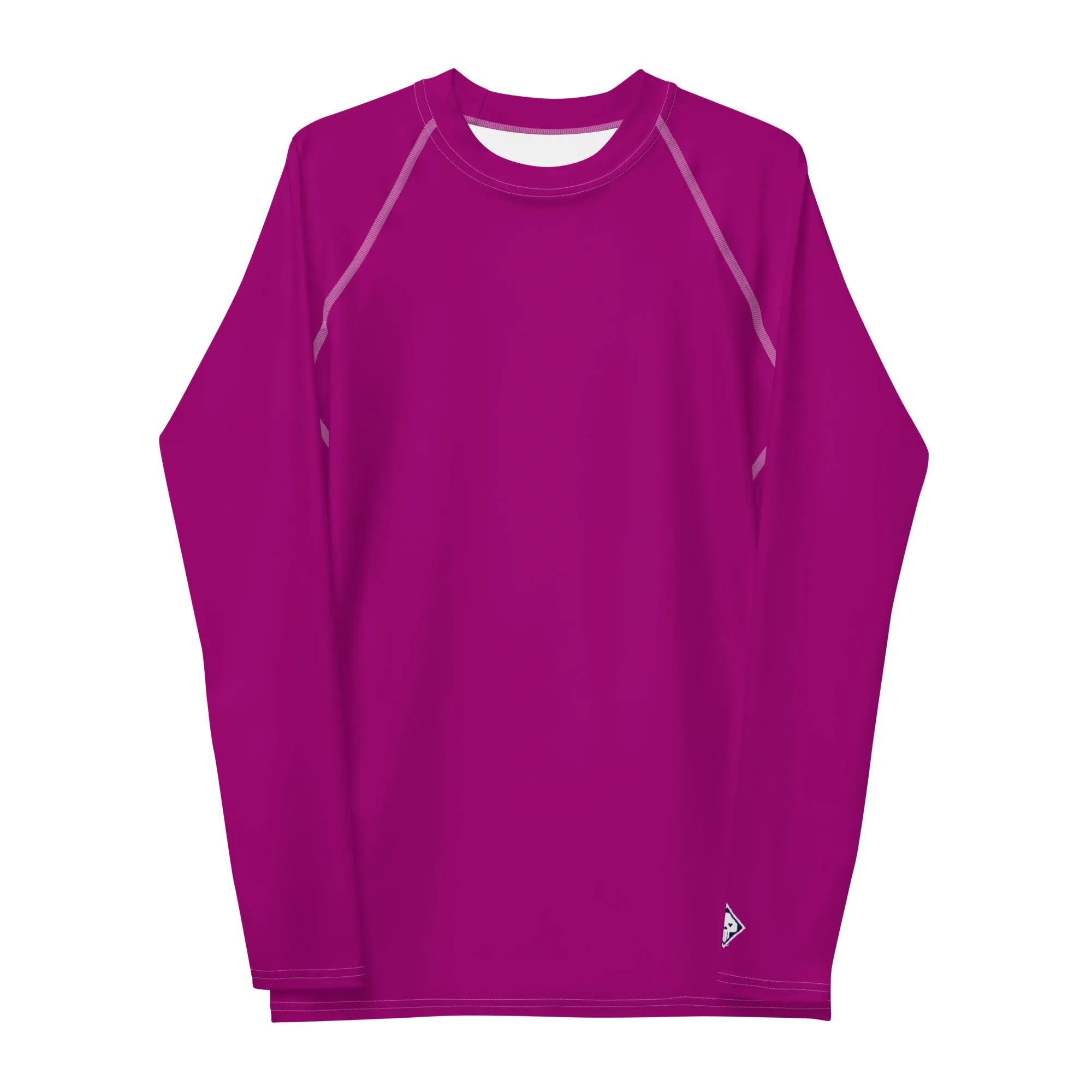 Casual Chic: Men's Solid Color Long Sleeve Rash Guard - Vivid Purple