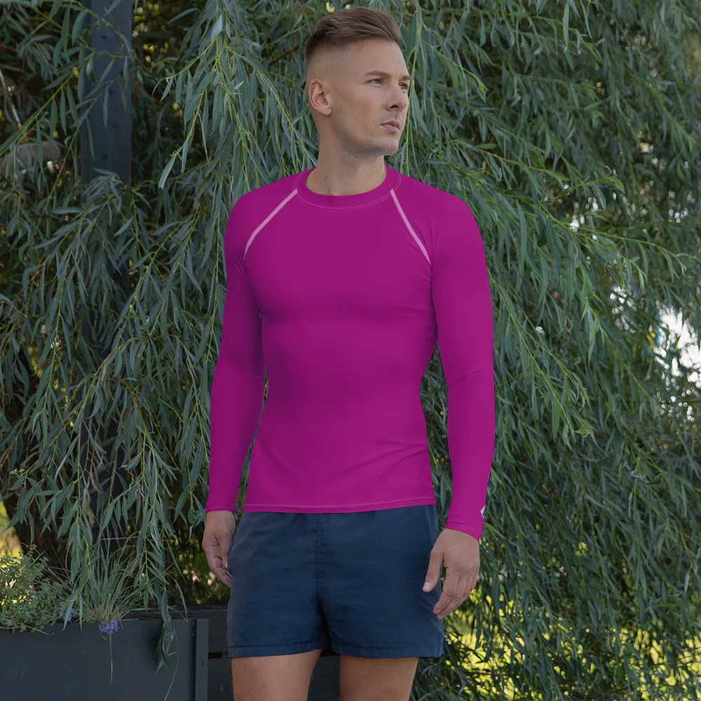 Casual Chic: Men's Solid Color Long Sleeve Rash Guard - Vivid Purple