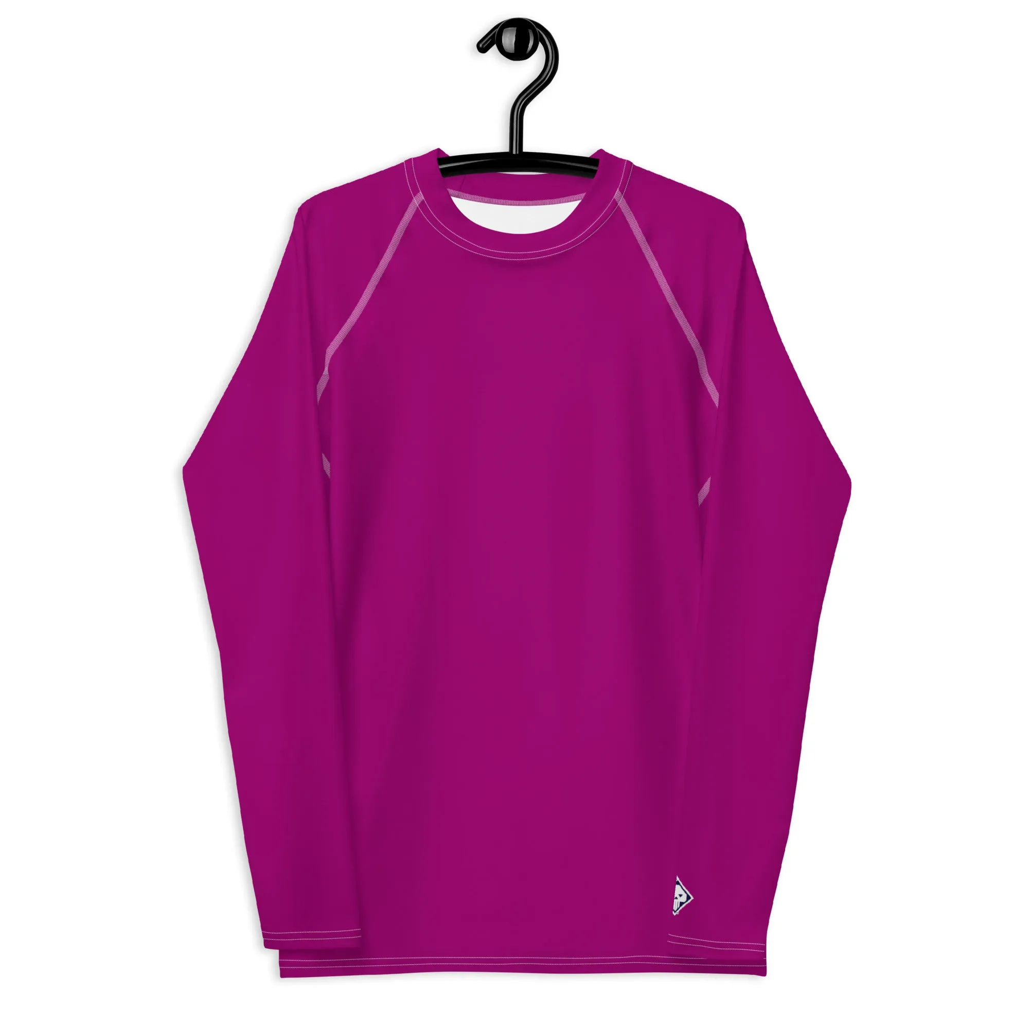 Casual Chic: Men's Solid Color Long Sleeve Rash Guard - Vivid Purple