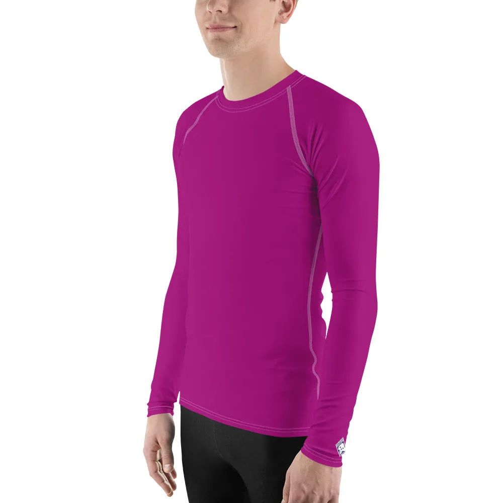 Casual Chic: Men's Solid Color Long Sleeve Rash Guard - Vivid Purple