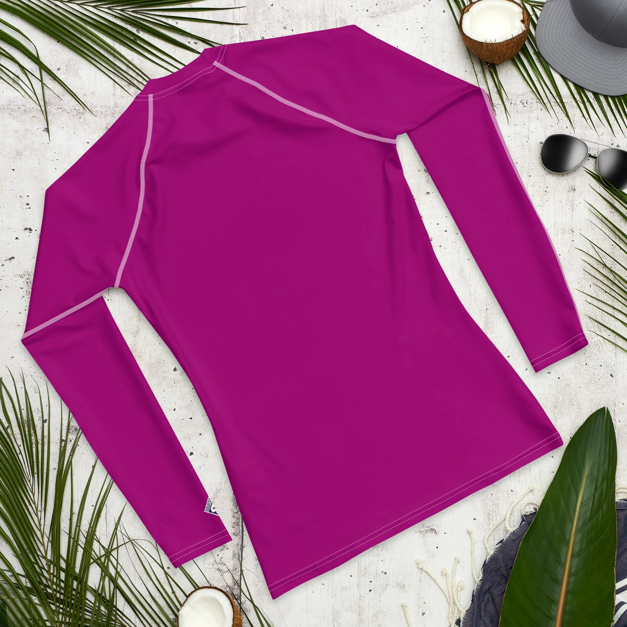 Casual Chic: Men's Solid Color Long Sleeve Rash Guard - Vivid Purple