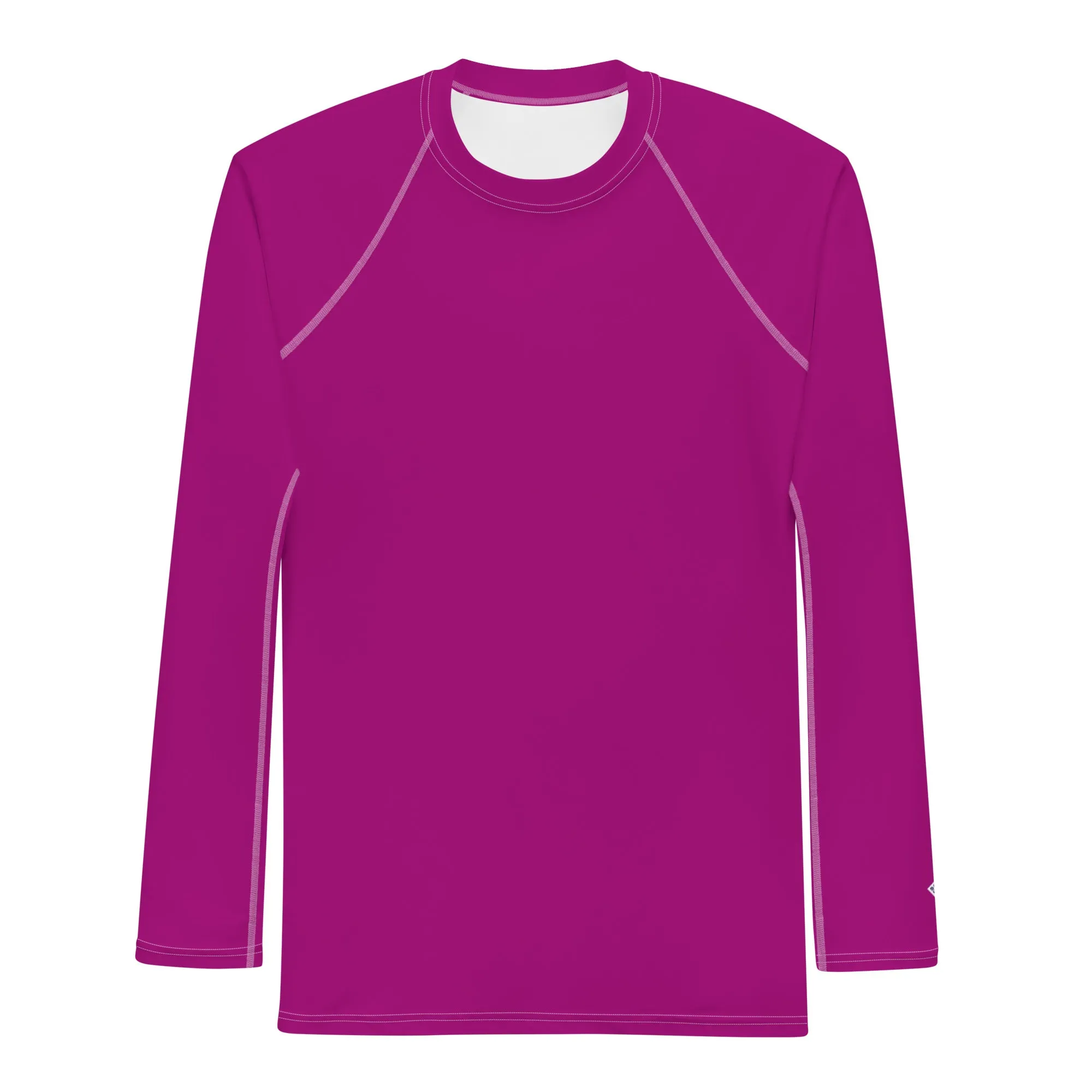 Casual Chic: Men's Solid Color Long Sleeve Rash Guard - Vivid Purple