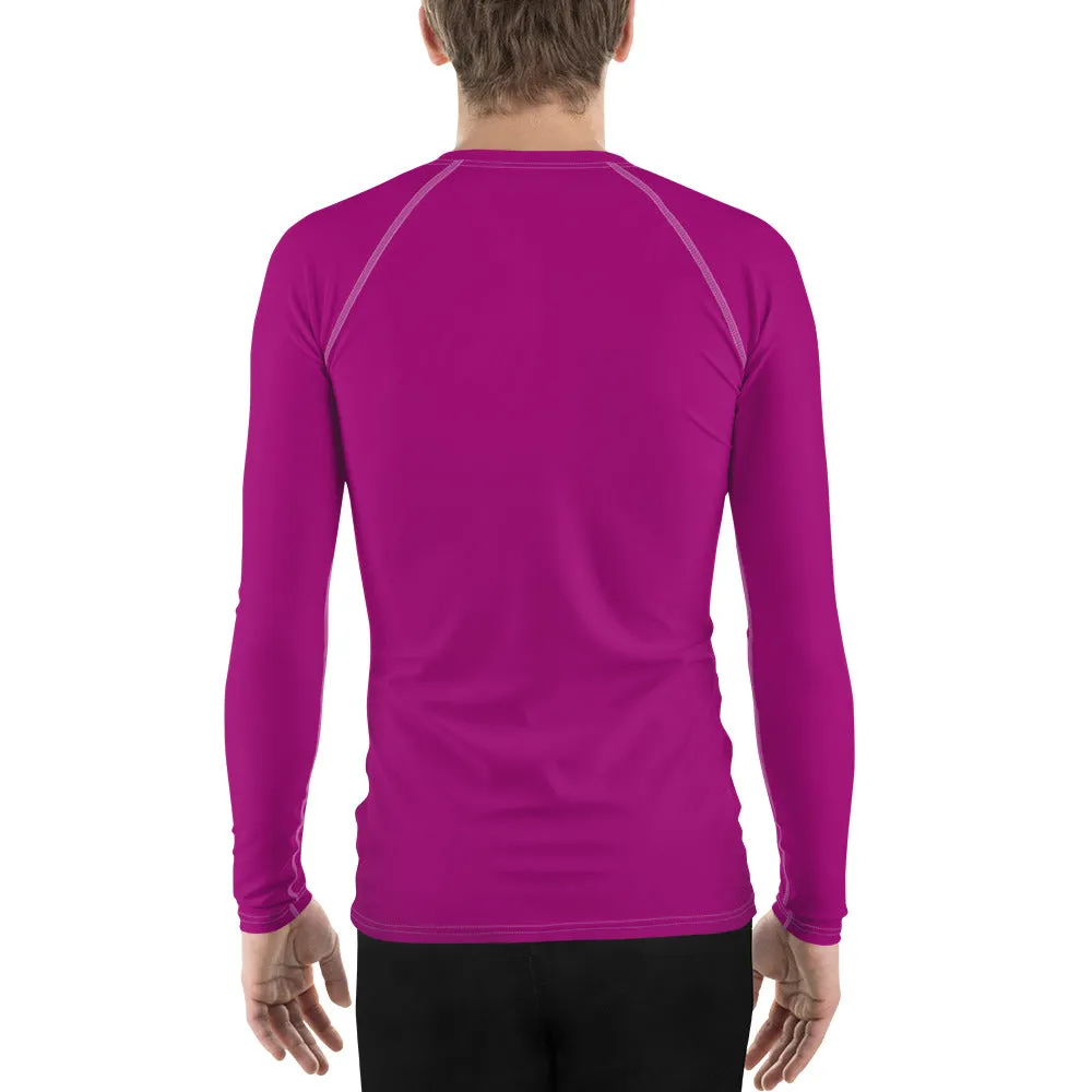 Casual Chic: Men's Solid Color Long Sleeve Rash Guard - Vivid Purple