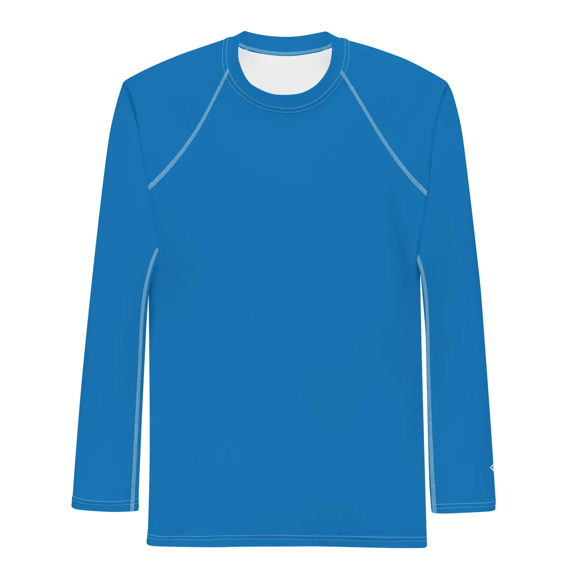 Classic Coverage: Men's Solid Color Long Sleeve Rash Guard - Azul