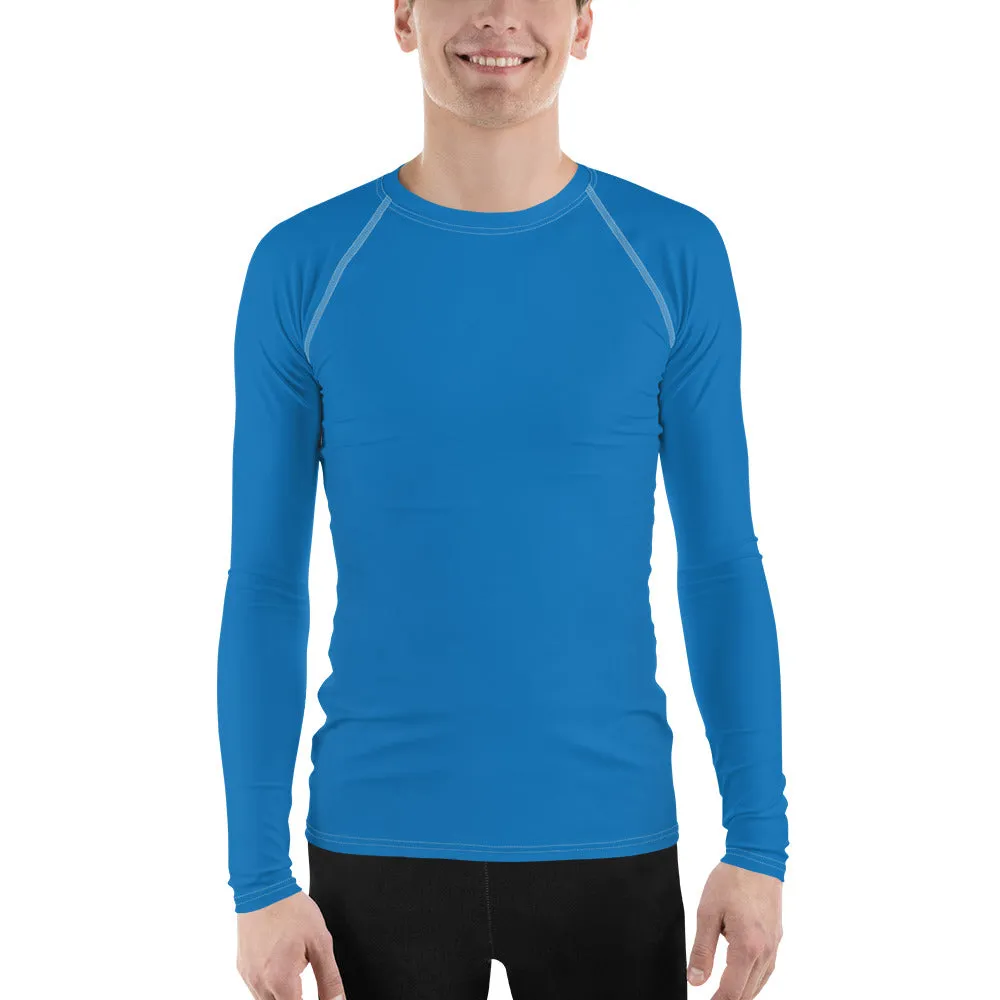 Classic Coverage: Men's Solid Color Long Sleeve Rash Guard - Azul