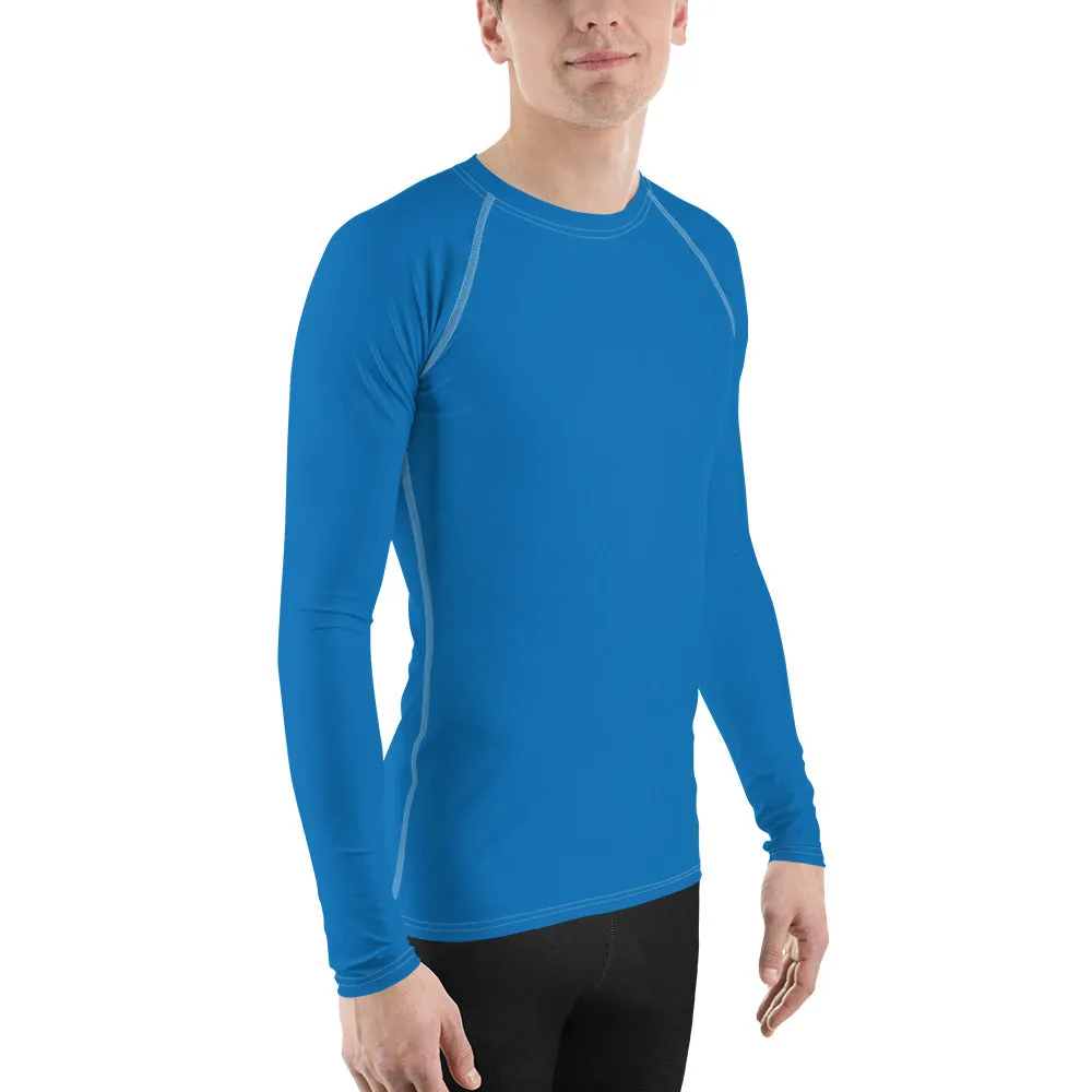 Classic Coverage: Men's Solid Color Long Sleeve Rash Guard - Azul