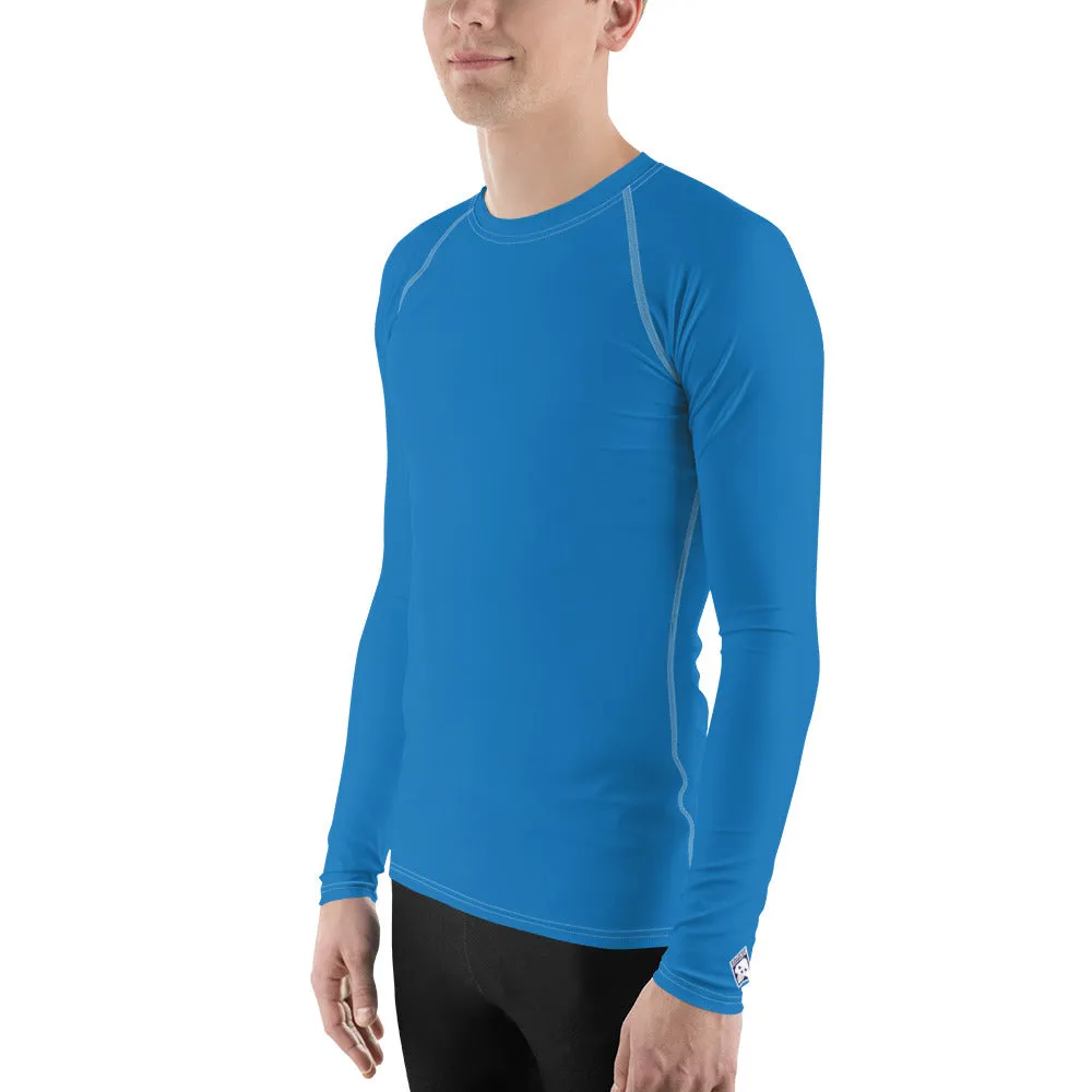 Classic Coverage: Men's Solid Color Long Sleeve Rash Guard - Azul