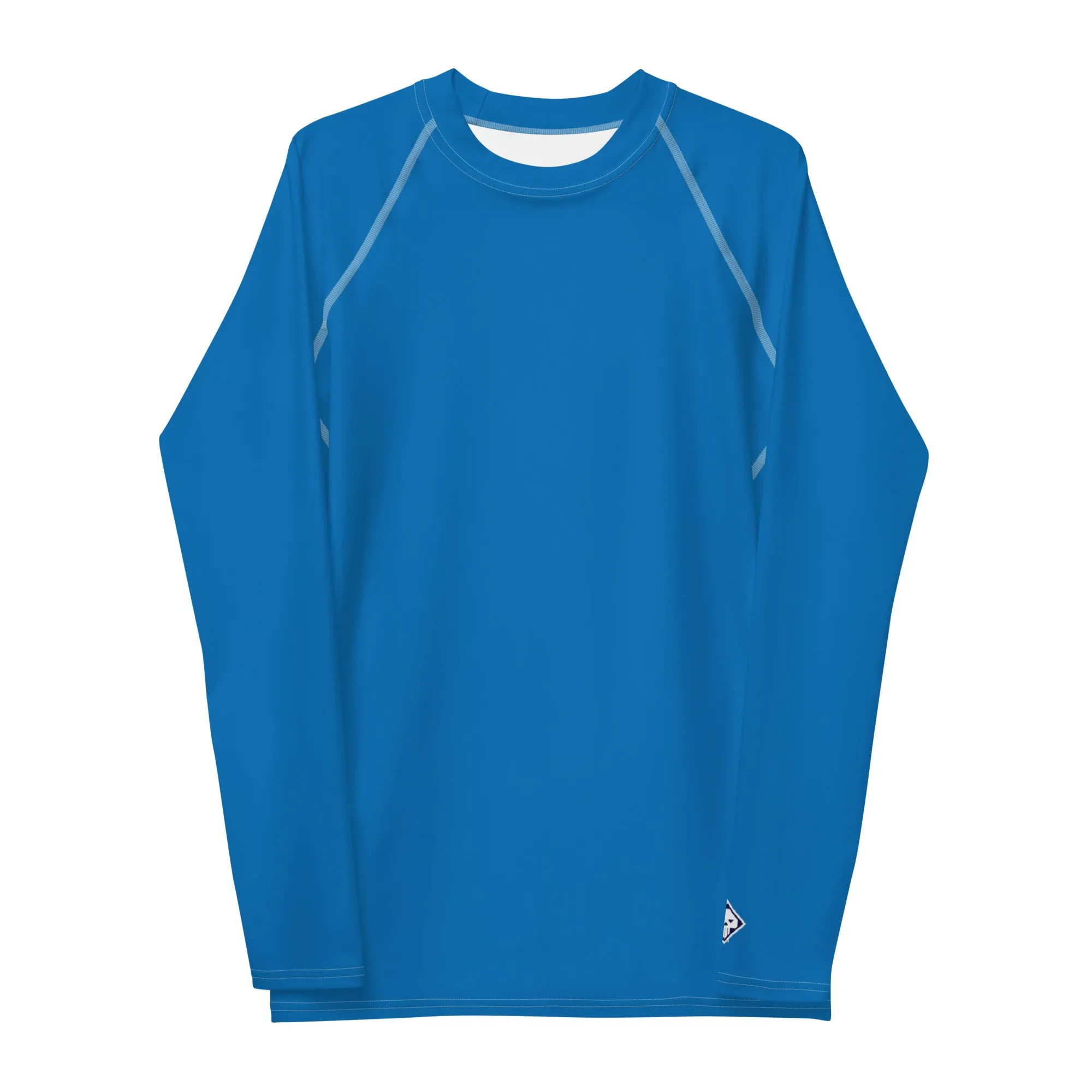 Classic Coverage: Men's Solid Color Long Sleeve Rash Guard - Azul