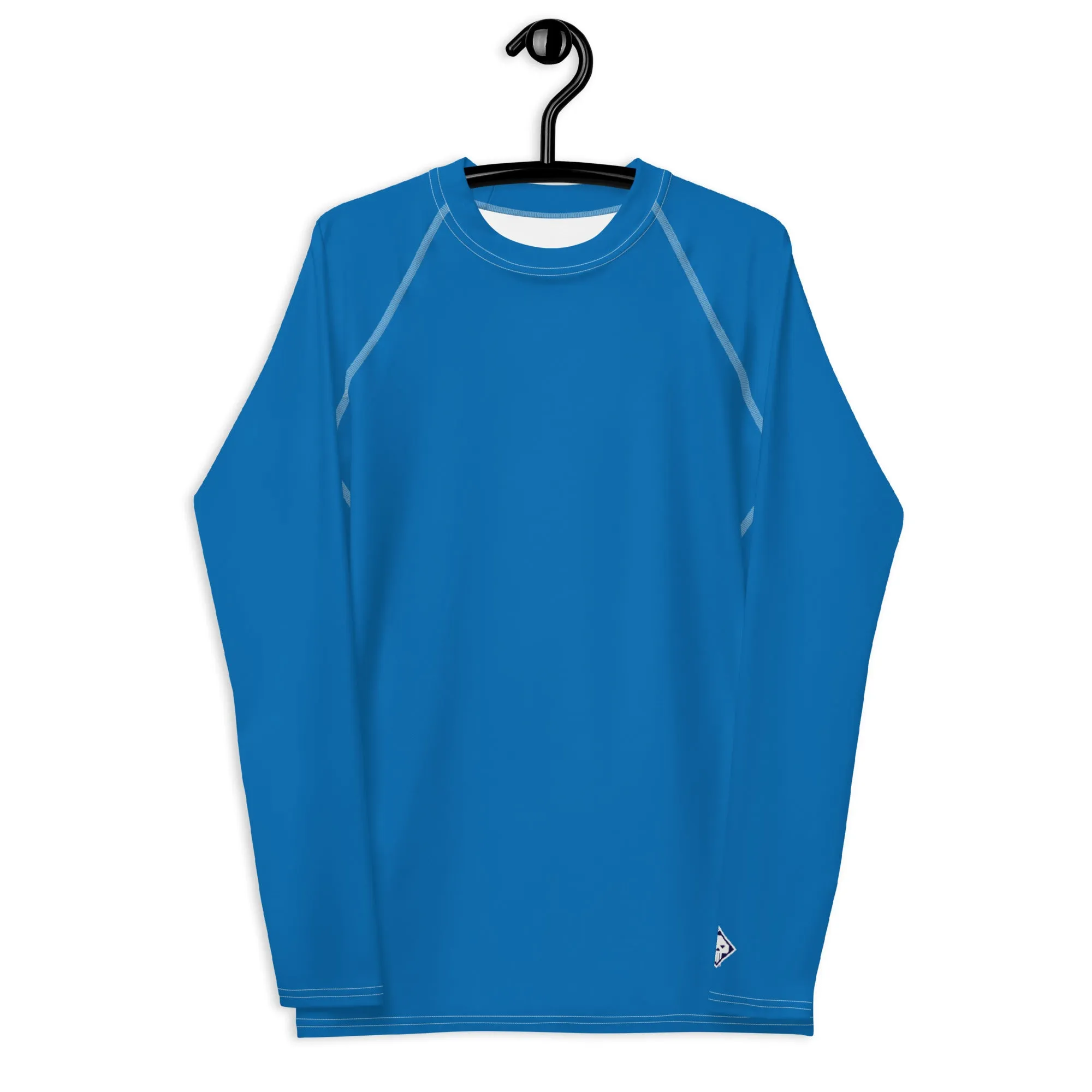 Classic Coverage: Men's Solid Color Long Sleeve Rash Guard - Azul