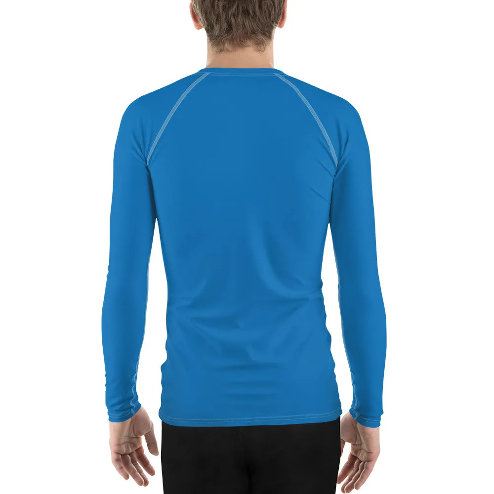 Classic Coverage: Men's Solid Color Long Sleeve Rash Guard - Azul