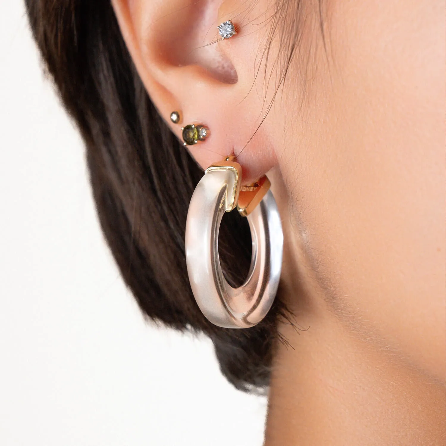 Clear Chunky V-Hoop Earrings