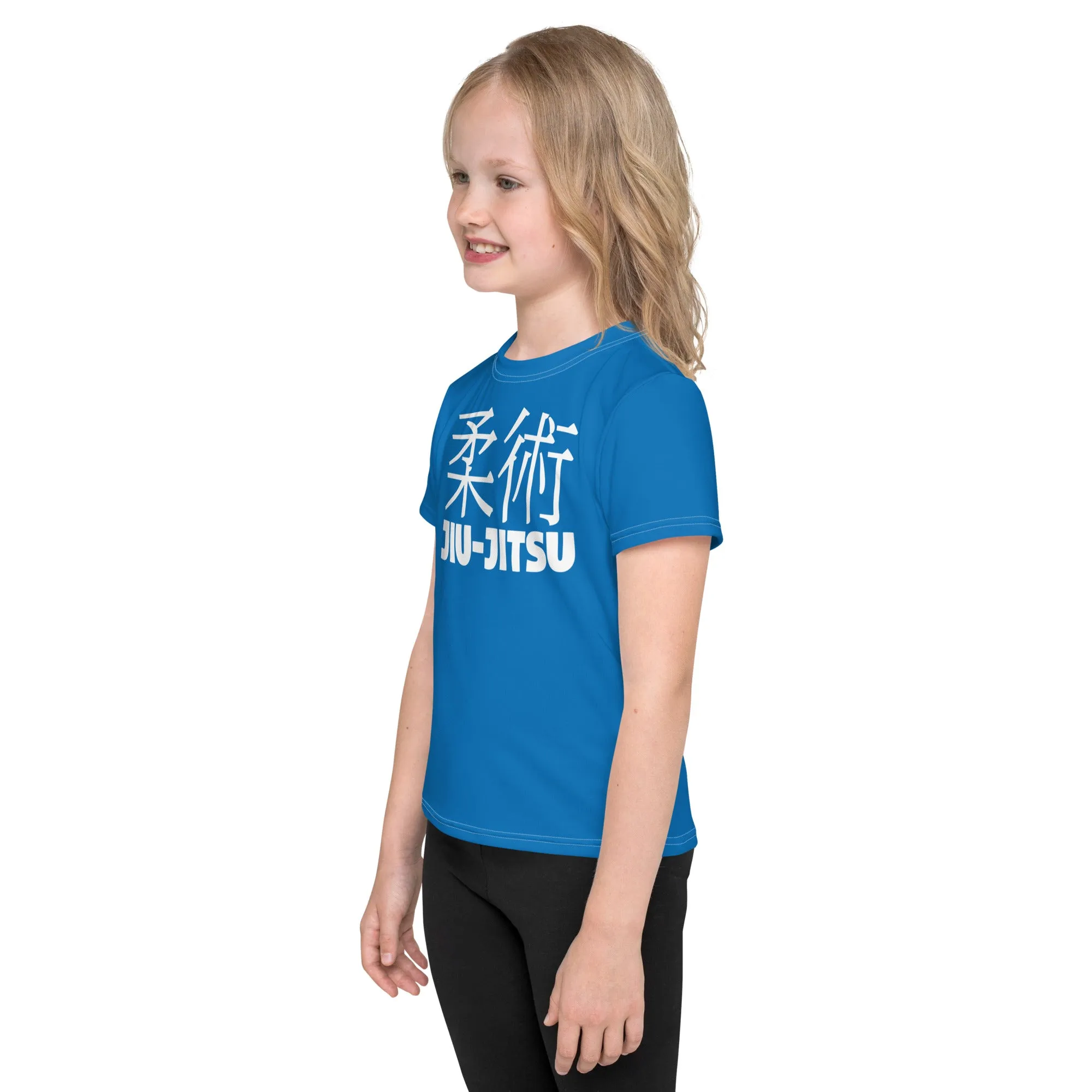 Confident Moves: Girl's Short Sleeve Classic Jiu-Jitsu Rash Guard - Azul