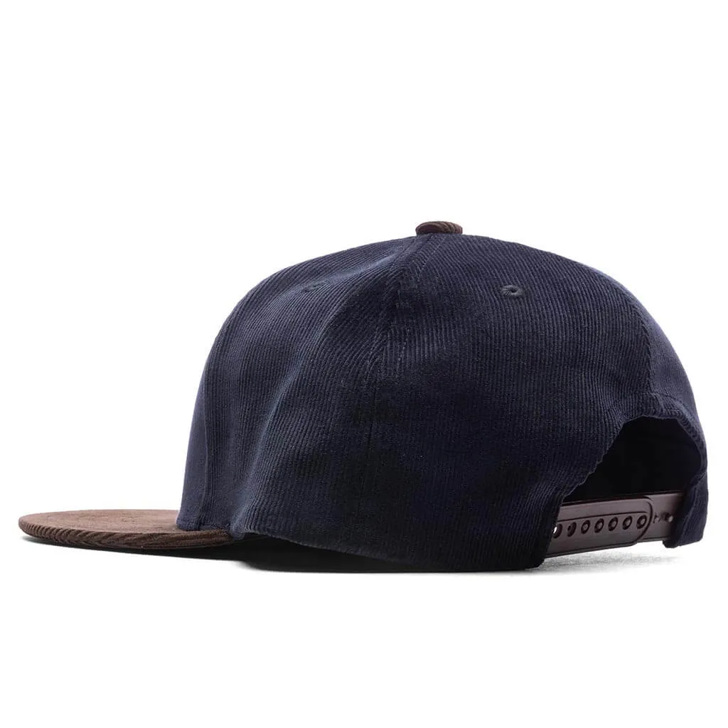 Corduroy College Snap Back Cap - Navy