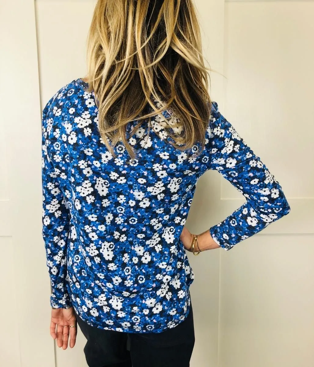 Cornflower Print Linen Blend Top