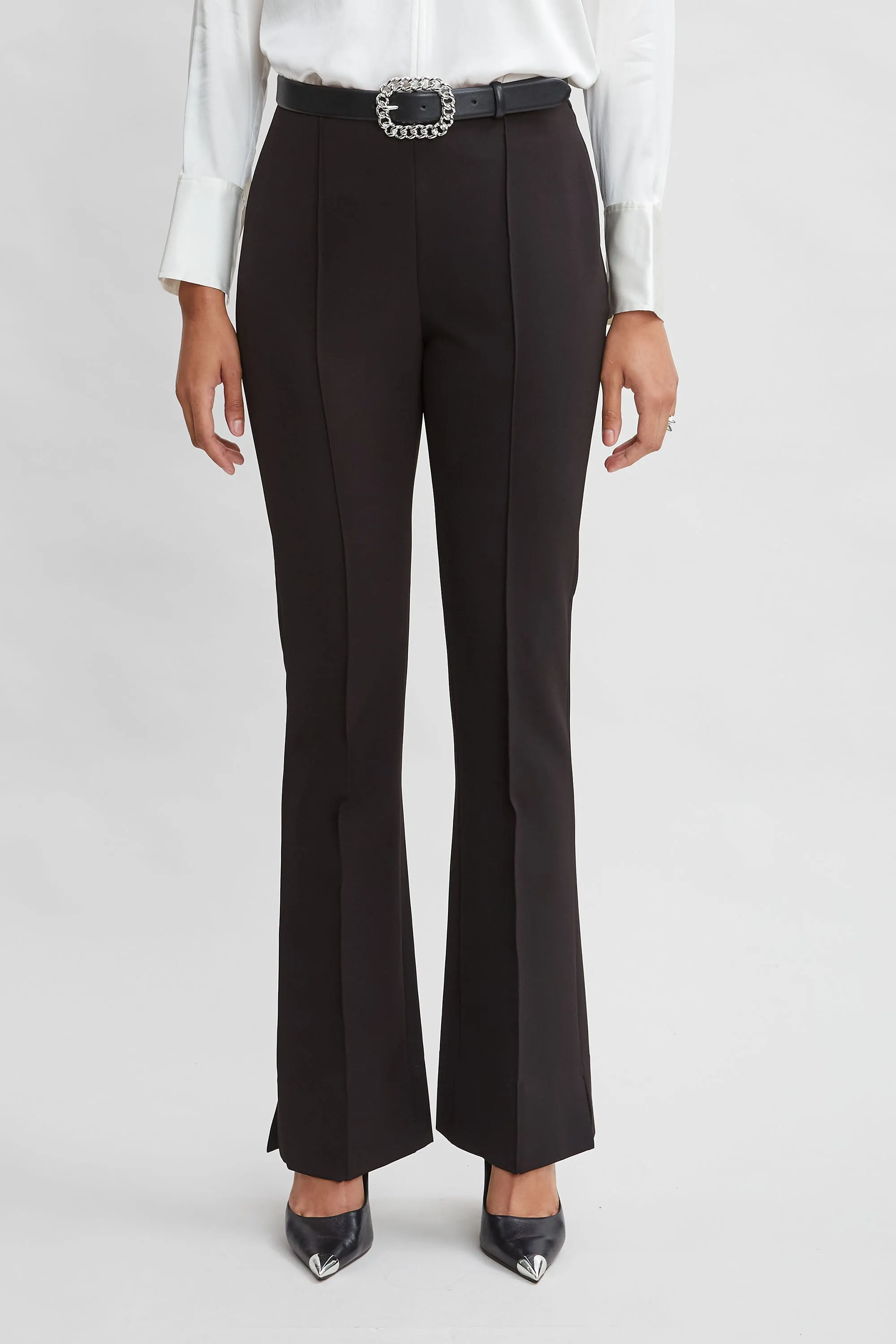 Crepe Seam Slit Flare Pant