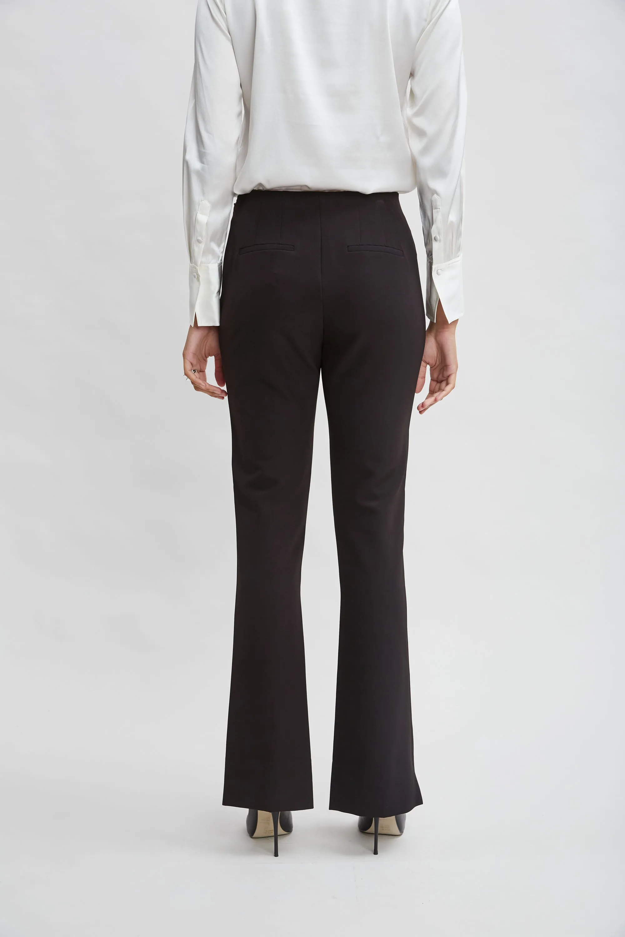 Crepe Seam Slit Flare Pant