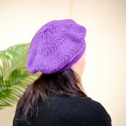 Crocheted Solid Color Beret Hat