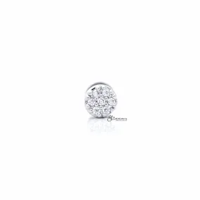 C.Z Paved Circle Tragus Barbell - Ball End | Flat Back