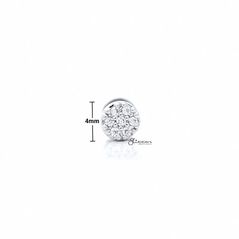 C.Z Paved Circle Tragus Barbell - Ball End | Flat Back