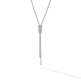 David Yurman Zig Zag Stax Y Necklace in Sterling Silver with Diamonds