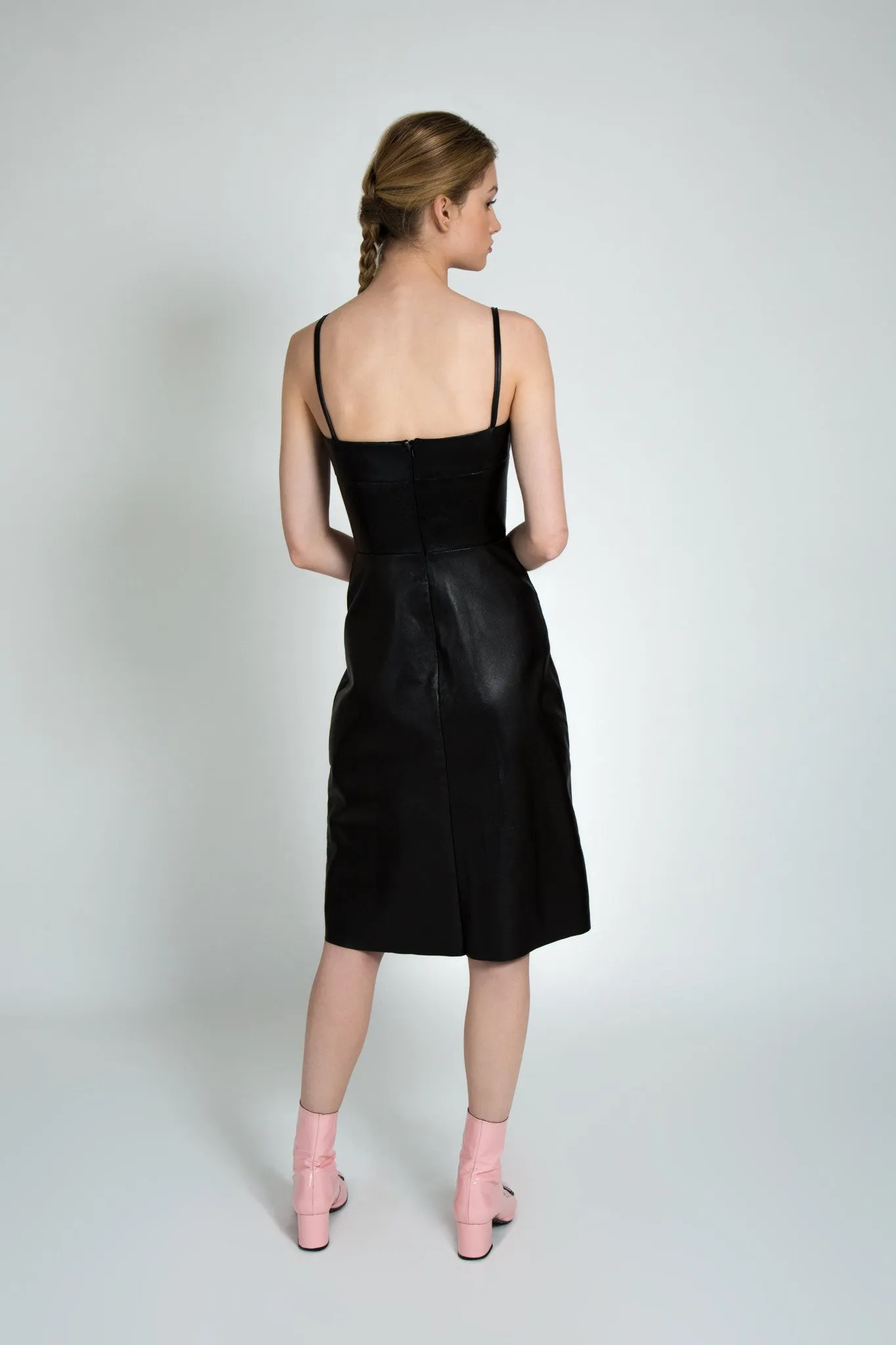 ELIZA LEATHER DRESS BLACK