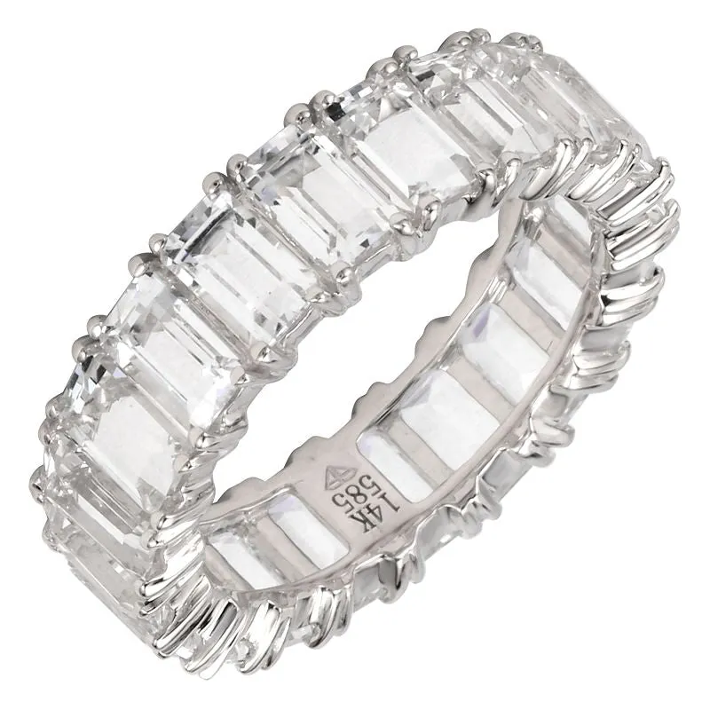 Emerald Cut White Topaz Band